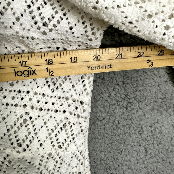 Fashion Bug Cover Up Dress Womens 0X Cream Crochet Open Knit Beach Vacation Vtg - Picture 4 of 5